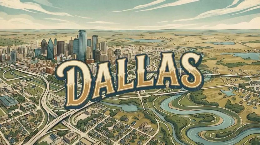 Dallas skyline rising from the prairie